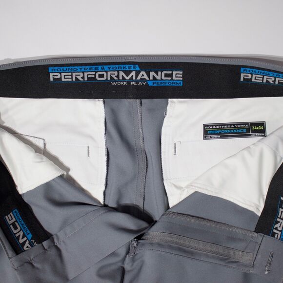 NWT Roundtree & Yorke Performance Stewart Classic Fit Flat Front Pants Men 34x34 - Picture 7 of 8